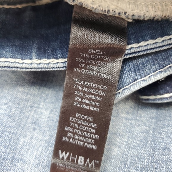 WHBM Jeans Womens 10 Blue Denim Whiskered High Waisted Streetwear Straight Leg - Picture 7 of 7